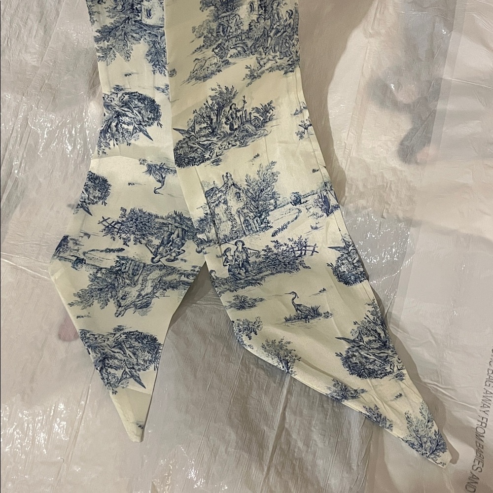 Blue Toile Scarf Ribbon - Picture 4 of 7